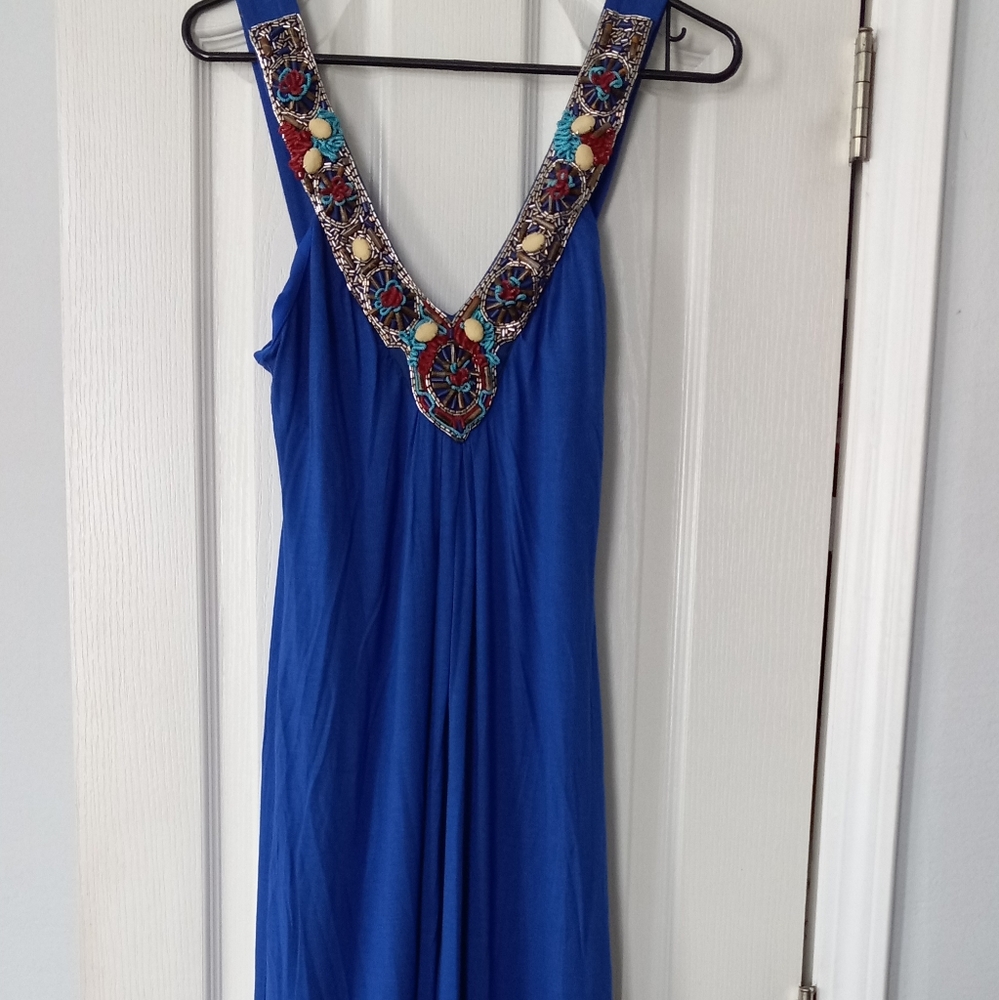Anthropologie Bordeaux  Bohemian Beaded Maxi Dress Womens